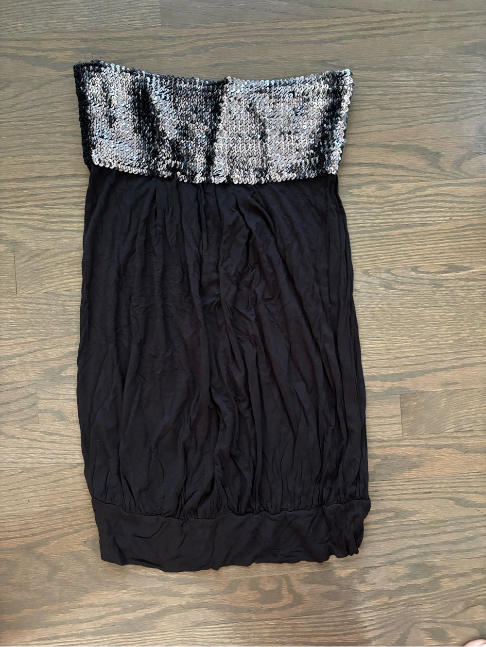 Vintage Y2K forever 21 silver gray strapless mini bubble dress sequins large
